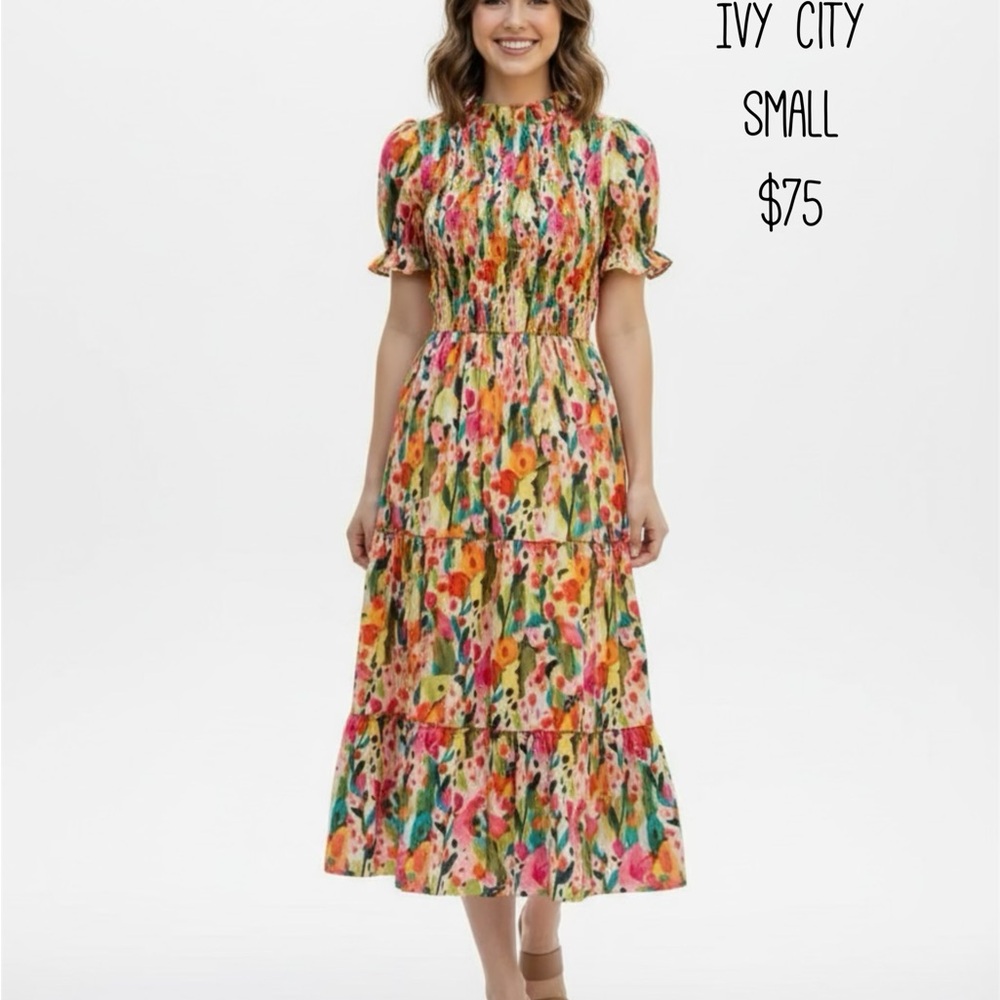 Ivy City Co Multicolor Floral Midi Dress